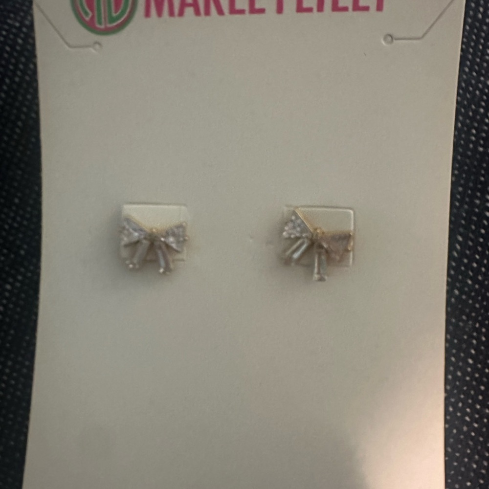 Silver and Gold Bow Stud Earrings Minimalist Design